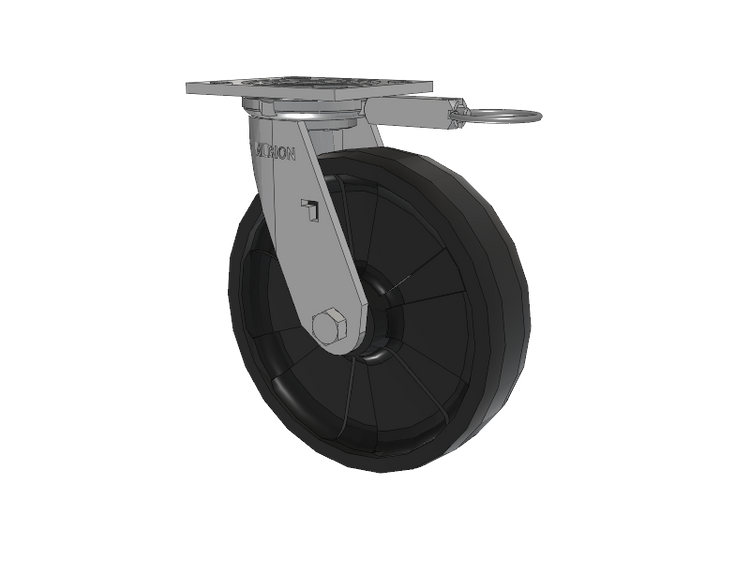 16 Series Top Plate Swivel Caster with 8 x 2 Black Nylon NG - Maxim Nylon Wheel