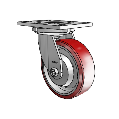 6 Series Casters Top Plate Swivel Zinc Caster with 6 x 2 Maroon on Silver Moldon Polyurethane (Aluminum Core) Wheel