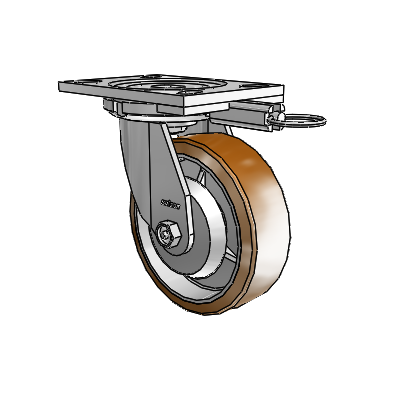 6 Series Casters Top Plate Swivel Zinc Caster with 6 x 2 Brown on Silver Moldon Nylon (Aluminum Core) Wheel