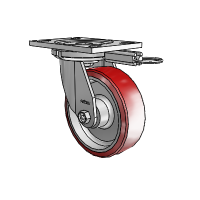 6 Series Casters Top Plate Swivel Zinc Caster with 6 x 2 Maroon on Silver Moldon Polyurethane (Aluminum Core) Wheel