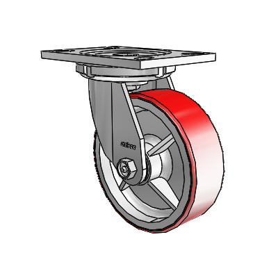 6 Series Casters Top Plate Swivel Zinc Caster with 6 x 2 Maroon on Silver Moldon Polyurethane (Cast Iron Core) Wheel