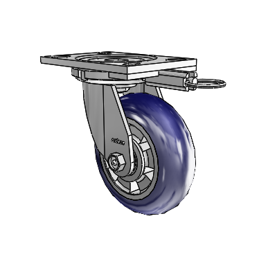 6 Series Casters Top Plate Swivel Zinc Caster with 6 x 2 Blue on Silver Triumph (Round/Blue) Wheel