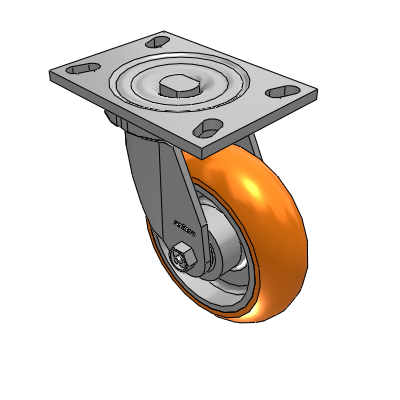 6 Series Casters Top Plate Swivel Caster with 6 x 2 CG Max Orange Wheel