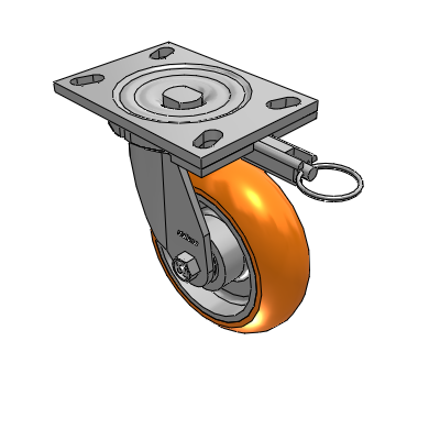 6 Series Casters Top Plate Swivel Caster with 6 x 2 CG Max Orange Wheel