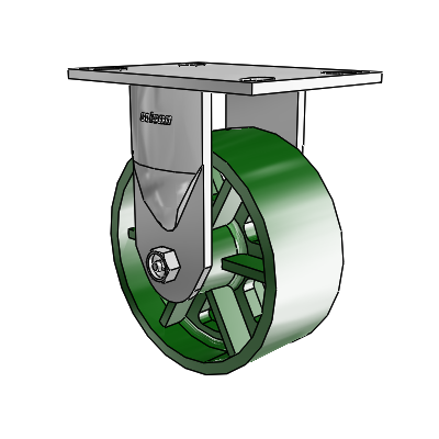 6 Series Casters Top Plate Rigid Zinc Caster with 6 x 2.5 Green Cast Iron Wheel