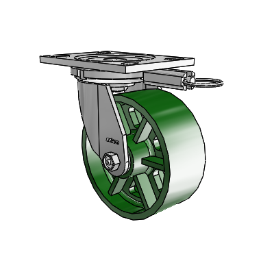 6 Series Casters Top Plate Swivel Zinc Caster with 6 x 2.5 Green Cast Iron Wheel
