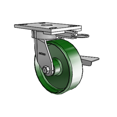 6 Series Kingpinless Casters Top Plate Swivel Caster with 6 x 2 Cast Iron Wheel and Side Lock Brake