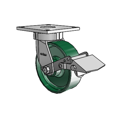 6 Series Kingpinless Casters Top Plate Swivel Caster with 6 x 2 Forged Steel Wheel and Tread Lock Brake