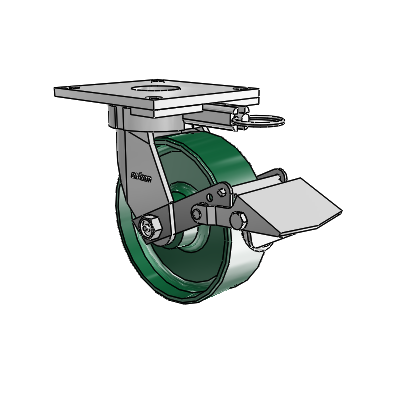 6 Series Kingpinless Casters Top Plate Swivel Caster with 6 x 2 Forged Steel Wheel and Tread Lock Brake