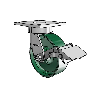 6 Series Kingpinless Casters Top Plate Swivel Caster with 6 x 2 Forged Steel Wheel and Tread Lock Brake