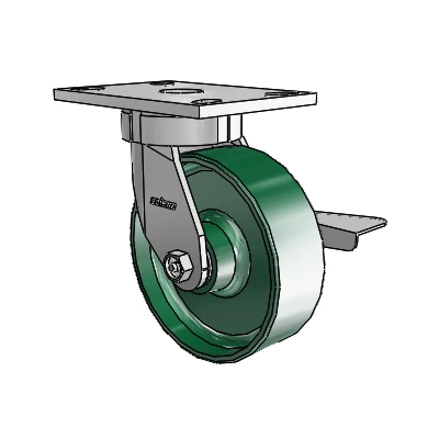 6 Series Kingpinless Casters Top Plate Swivel Caster with 6 x 2 Forged Steel Wheel and Side Lock Brake