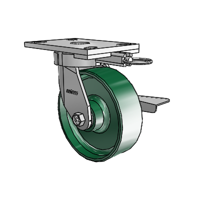 6 Series Kingpinless Casters Top Plate Swivel Caster with 6 x 2 Forged Steel Wheel and Side Lock Brake