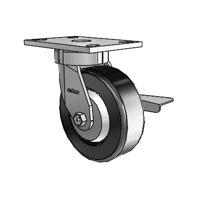 6 Series Kingpinless Casters Top Plate Swivel Caster with 6 x 2 Phenolic Wheel and Side Lock Brake
