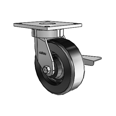 6 Series Kingpinless Casters Top Plate Swivel Caster with 6 x 2 Phenolic Wheel and Side Lock Brake
