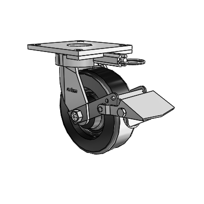 6 Series Kingpinless Casters Top Plate Swivel Caster with 6 x 2 Phenolic Wheel and Tread Lock Brake