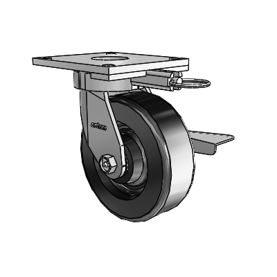 6 Series Kingpinless Casters Top Plate Swivel Caster with 6 x 2 Phenolic Wheel and Side Lock Brake