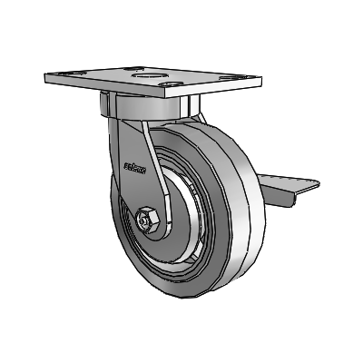 6 Series Kingpinless Casters Top Plate Swivel Caster with 6 x 2 Performa Rubber (Flat/Grey) Wheel and Side Lock Brake