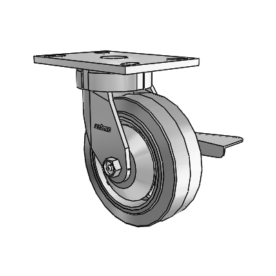 6 Series Kingpinless Casters Top Plate Swivel Caster with 6 x 2 Performa Rubber (Flat/Grey) Wheel and Side Lock Brake
