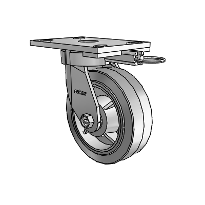 6 Series Kingpinless Casters Top Plate Swivel Caster with 6 x 2 Performa Rubber (Flat/Grey) Wheel