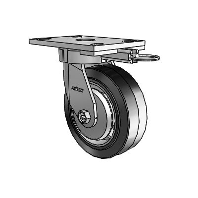 6 Series Kingpinless Casters Top Plate Swivel Caster with 6 x 2 Performa Rubber (Flat/Black) Wheel
