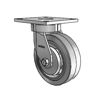 6 Series Kingpinless Casters Top Plate Swivel Caster with 6 x 2 Performa Rubber (Flat/Grey) Wheel