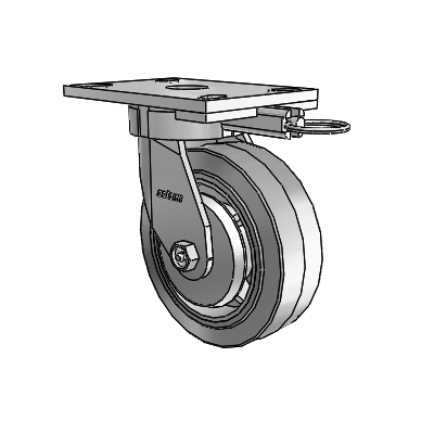 6 Series Kingpinless Casters Top Plate Swivel Caster with 6 x 2 Performa Rubber (Flat/Grey) Wheel