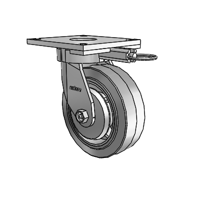 6 Series Kingpinless Casters Top Plate Swivel Caster with 6 x 2 Performa Rubber (Flat/Grey) Wheel