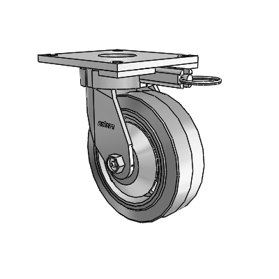 6 Series Kingpinless Casters Top Plate Swivel Caster with 6 x 2 Performa Rubber (Flat/Grey) Wheel