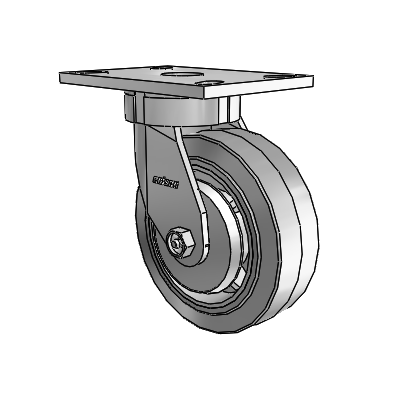 6 Series Kingpinless Casters Top Plate Swivel Caster with 6 x 2 Performa Rubber (Flat/Grey) Wheel
