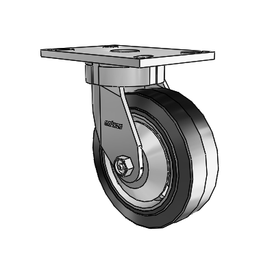 6 Series Kingpinless Casters Top Plate Swivel Caster with 6 x 2 Performa Rubber (Flat/Black) Wheel