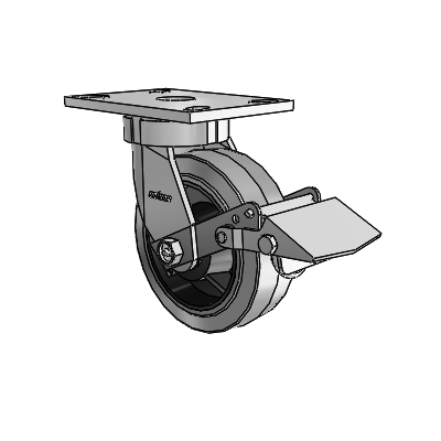 6 Series Kingpinless Casters Top Plate Swivel Caster with 6 x 2 Performa Rubber (Flat/Conductive) Wheel and Tread Lock Brake