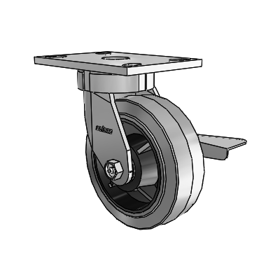 6 Series Kingpinless Casters Top Plate Swivel Caster with 6 x 2 Performa Rubber (Flat/Conductive) Wheel and Side Lock Brake