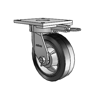 6 Series Kingpinless Casters Top Plate Swivel Caster with 6 x 2 Performa Rubber (Flat/Black) Wheel