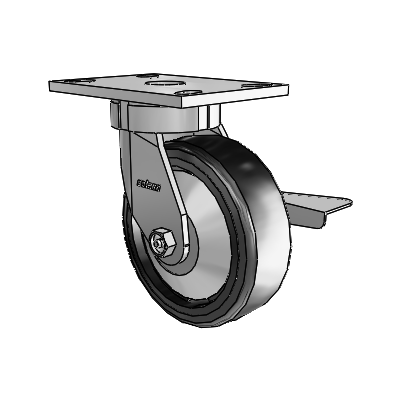 6 Series Kingpinless Casters Top Plate Swivel Caster with 6 x 2 Trans-forma LT (Flat) Wheel and Side Lock Brake