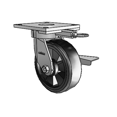 6 Series Kingpinless Casters Top Plate Swivel Caster with 6 x 2 Trans-forma LT (Flat) Wheel and Side Lock Brake