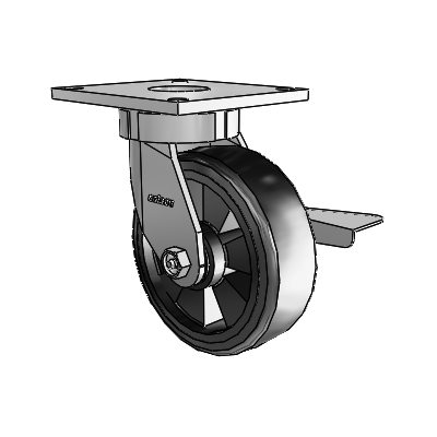 6 Series Kingpinless Casters Top Plate Swivel Caster with 6 x 2 Trans-forma LT (Flat) Wheel and Side Lock Brake