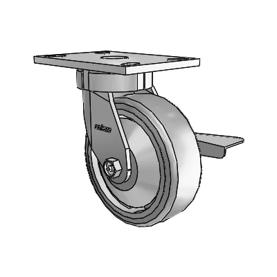 6 Series Kingpinless Casters Top Plate Swivel Caster with 6 x 2 Trans-forma (Flat) Wheel and Side Lock Brake