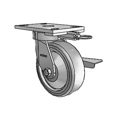 Roulettes sans pivot de la série 6 : roulette pivotante à plaque supérieure équipée d'une roue Trans-forma HD (plate) 6 x 2 et d'un frein à blocage latéral
