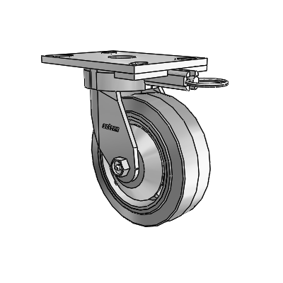 6-serie zwenkwielen zonder kingpin, zwenkwiel met bovenplaat en 6 x 2 Performa-rubberwielen (plat/grijs)