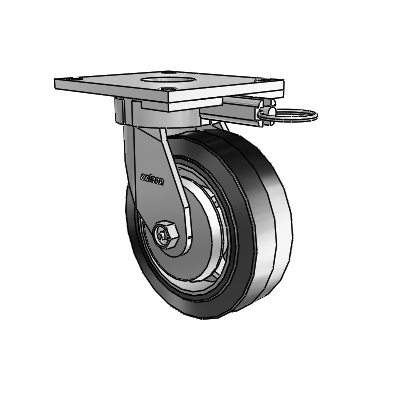 6 Series Kingpinless Casters Top Plate Swivel Caster with 6 x 2 Performa Rubber (Flat/Black) Wheel