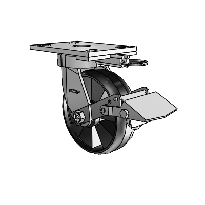 6 Series Kingpinless Casters Top Plate Swivel Caster with 6 x 2 Maxim Wheel and Tread Lock Brake