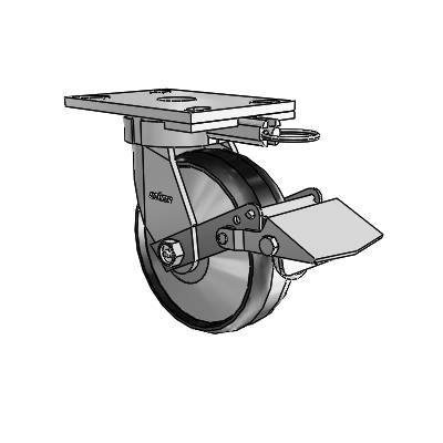 6 Series Kingpinless Casters Top Plate Swivel Caster with 6 x 2 Maxim Wheel and Tread Lock Brake