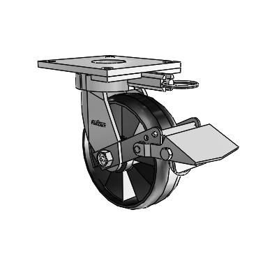 6 Series Kingpinless Casters Top Plate Swivel Caster with 6 x 2 Maxim Wheel and Tread Lock Brake