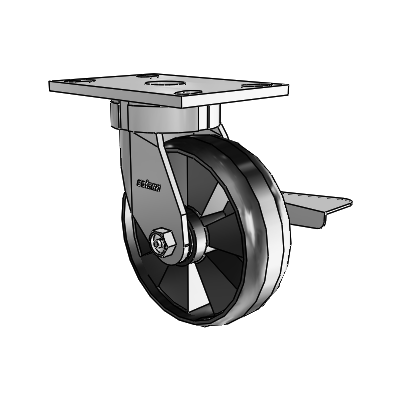 6 Series Kingpinless Casters Top Plate Swivel Caster with 6 x 2 Maxim Wheel and Side Lock Brake