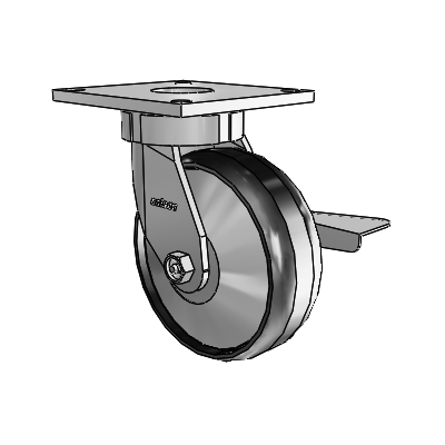 6 Series Kingpinless Casters Top Plate Swivel Caster with 6 x 2 Maxim Wheel and Side Lock Brake