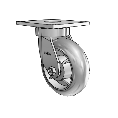 6 Series Kingpinless Casters Top Plate Swivel Caster with 6 x 2 Performa Rubber (Round/Grey) Wheel