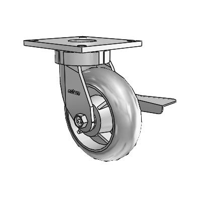 6 Series Kingpinless Casters Top Plate Swivel Caster with 6 x 2 Performa Rubber (Round/Grey) Wheel and Side Lock Brake