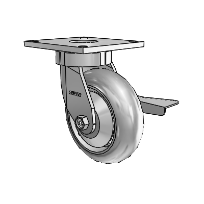 6 Series Kingpinless Casters Top Plate Swivel Caster with 6 x 2 Performa Rubber (Round/Grey) Wheel and Side Lock Brake