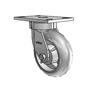 6 Series Kingpinless Casters Top Plate Swivel Caster with 6 x 2 Performa Rubber (Round/Grey) Wheel