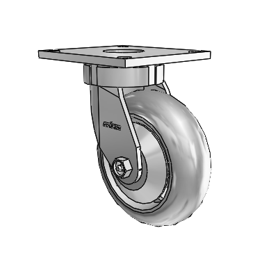 6 Series Kingpinless Casters Top Plate Swivel Caster with 6 x 2 Performa Rubber (Round/Grey) Wheel